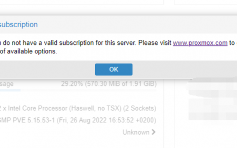 去除Proxmox登录时“No valid subscription”的订阅警告提示